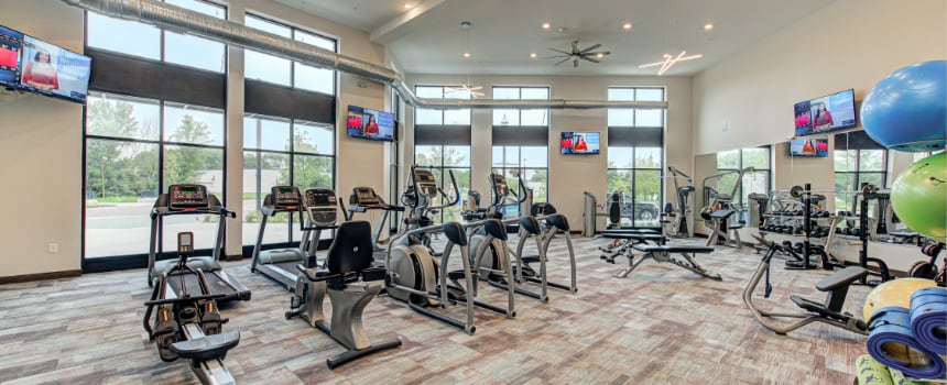 Fitness center in Bloomington apartment community